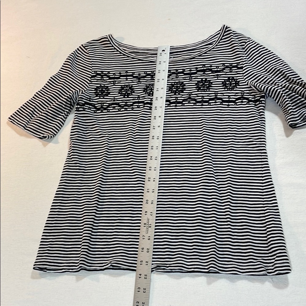 Talbots Black and White Striped Short Sleeve Tee - Picture 9 of 11